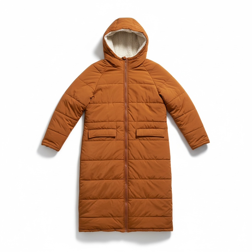Long Cozy Blanket Coat, Orange/Brown, size M
