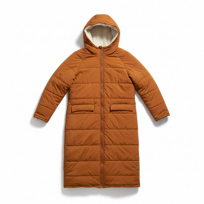 Long Cozy Blanket Coat, Orange/Brown, size M