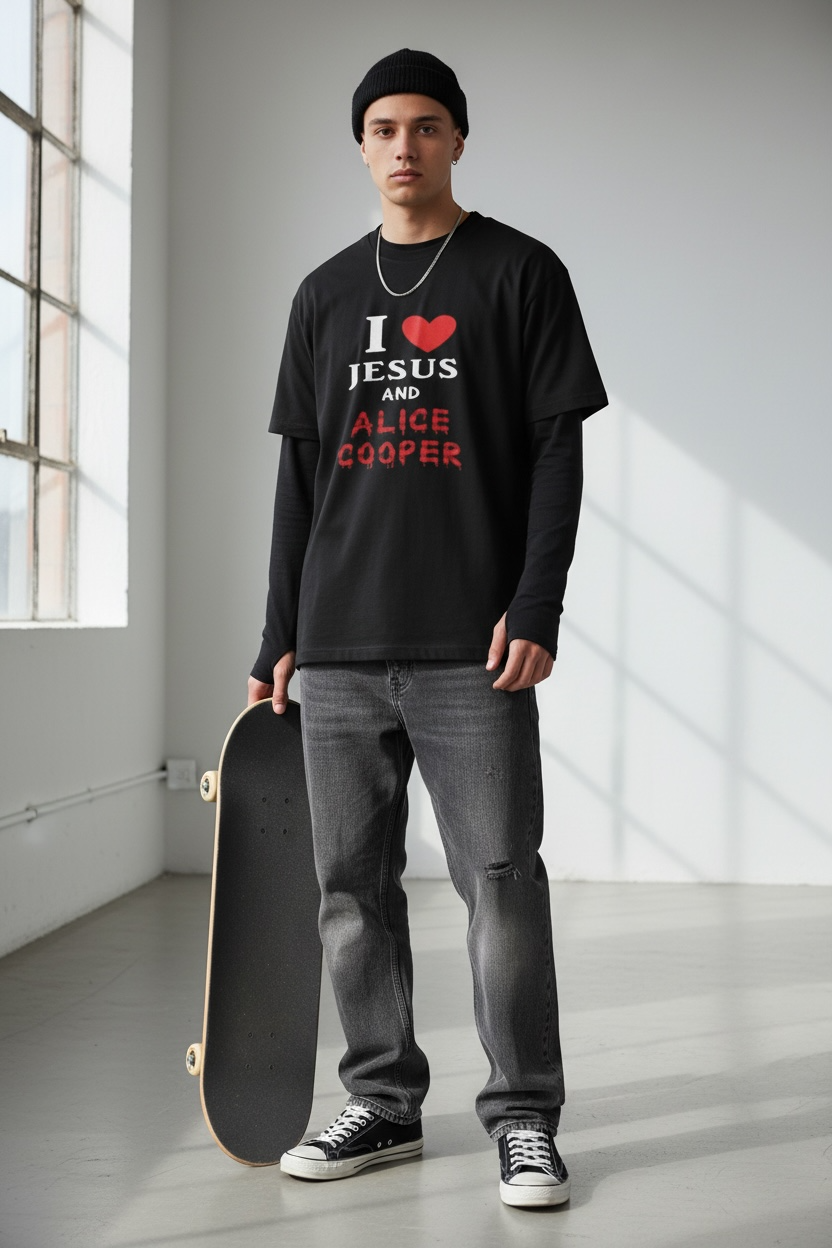 I Love Jesus and Alice Cooper vintage t-shirt size Medium