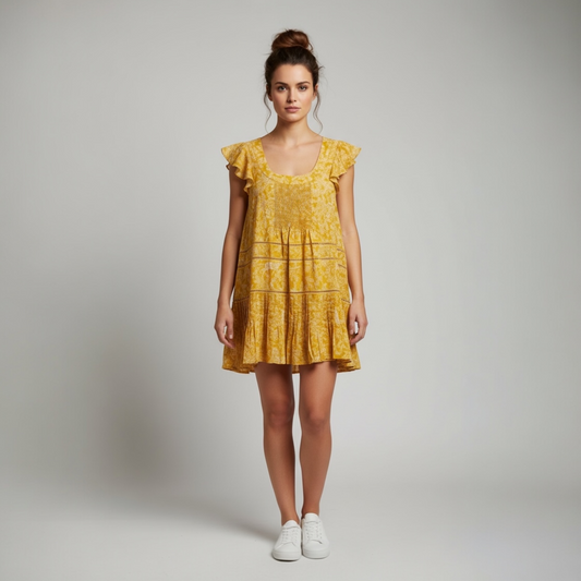 Saloni Yellow Floral Mini Dress, size 0