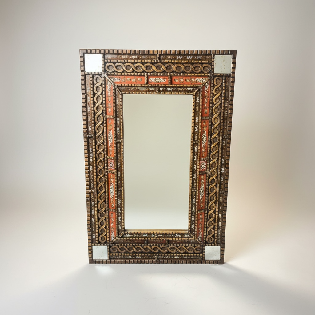 Vintage Ornate Statement Carved Wood Oversized Mirror