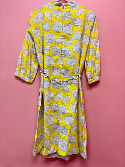Vintage NWT Yellow Seashell Dress with Belt