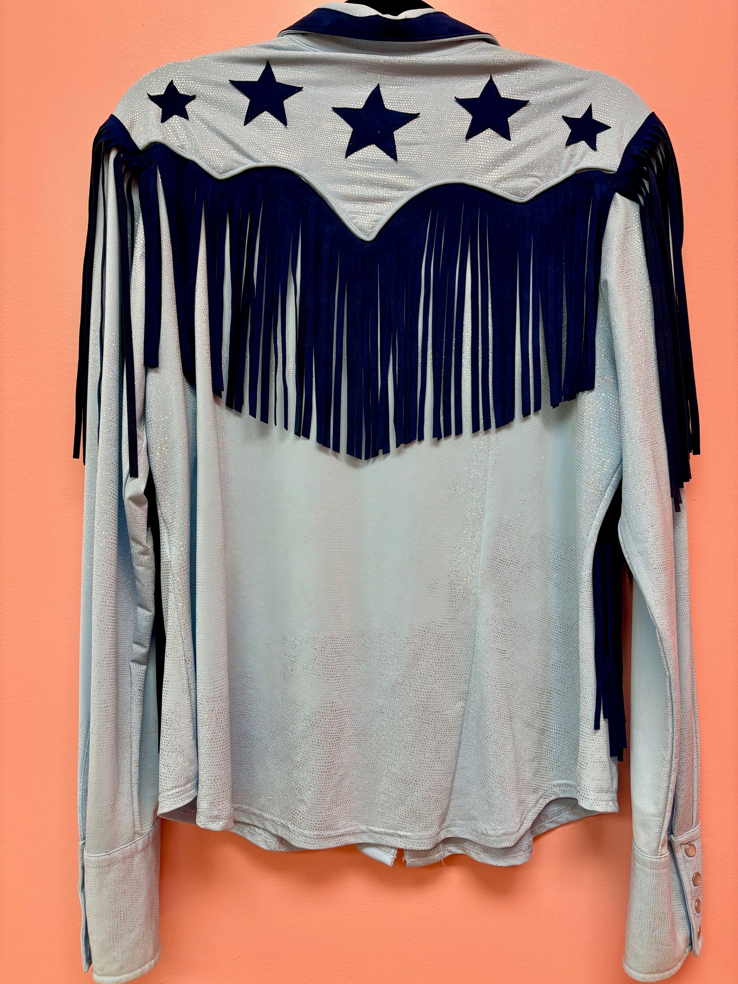 Vintage Blue Retro Glam Cowgirl Shirt