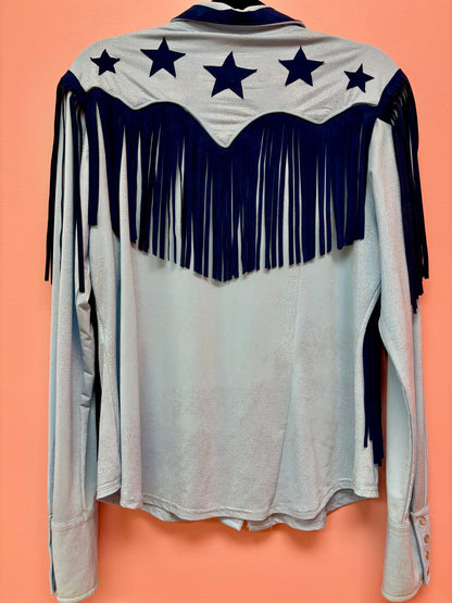 Vintage Blue Retro Glam Cowgirl Shirt