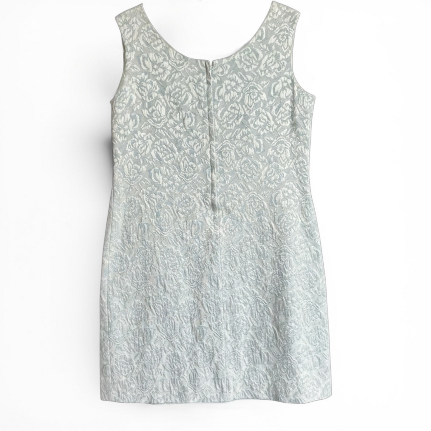 Vintage 1960s Pale Blue Floral Brocade Mini Shift Dress, Size S