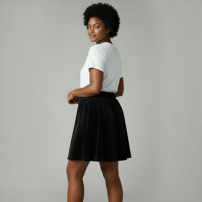 Loft Black Velvet Pull-On Skirt, Size XL