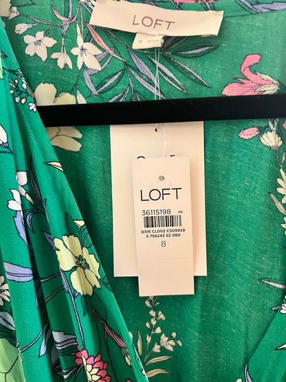 NWT Loft Green Floral Midi Dress, size 8