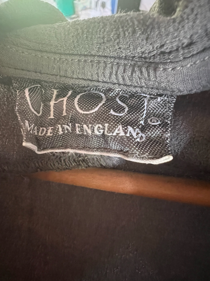 Vintage 90s Ghost London Grey Viscose Crepe Maxi Dress, Made in England, Size