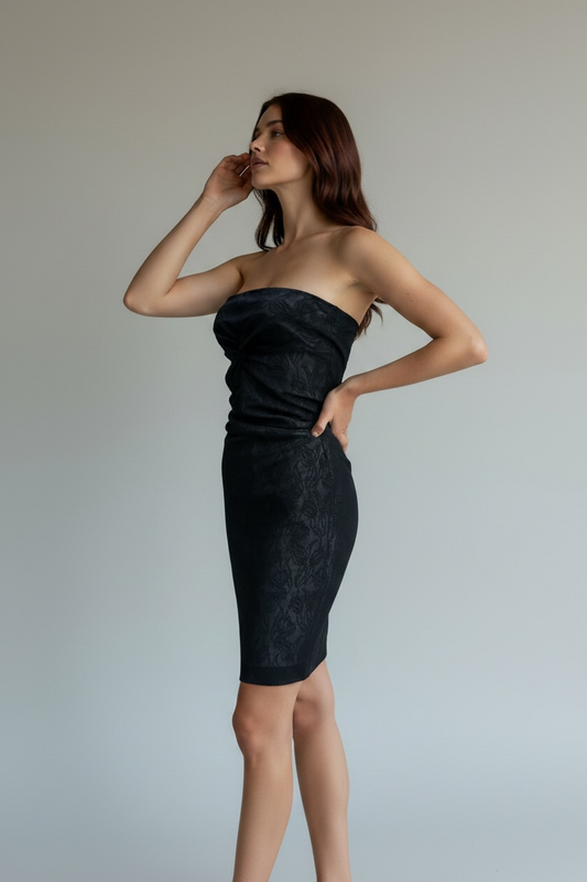 Vivienne Tam Vintage Black Lace Strapless Tube Dress, size 0