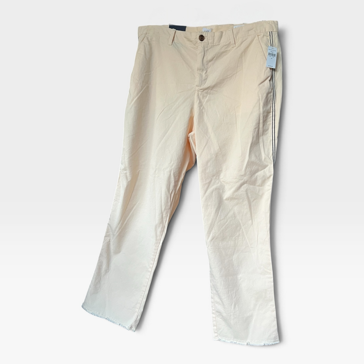 NWT Gap Girlfriend Chinos, Light Peach Color, Frayed Hem, Side Stripes, Size 16