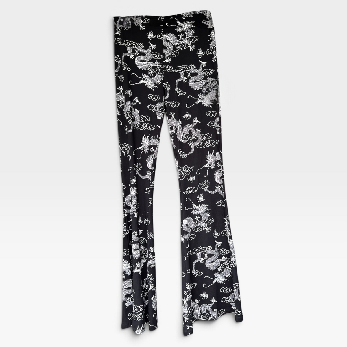 Dragon Print Flare Leg Pants, Flare Leggings, Bear Dance Brand, Size Large