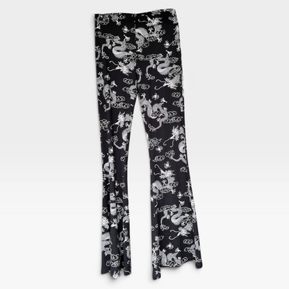 Dragon Print Flare Leg Pants, Flare Leggings, Bear Dance Brand, Size Large