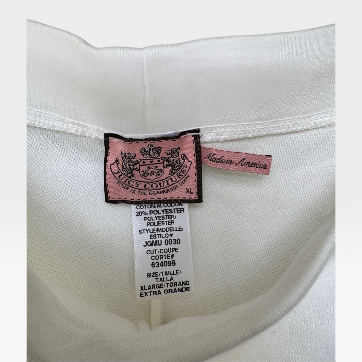 Vintage Juicy Couture White Velour Lounge Pants, EUC, Size XL