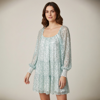 NWT Alice + Olivia Blue Sequin Mini Dress, size xs