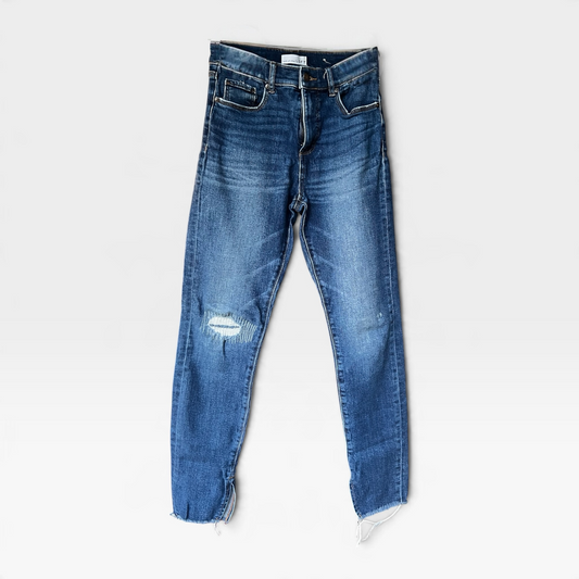 Loft Jeans, Artistically Mended Knee, Skinny With Ankle Vents, Size 27/4