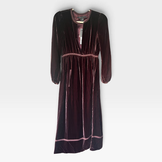NWT Marc Jacobs Luxury Silk Velvet Long Sleeve Midi Dress - Burgundy (Sz 4)