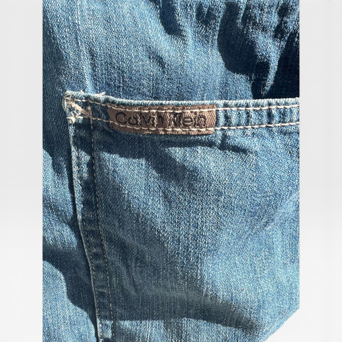 Calvin Klein Jeans Vintage 90s Light Wash Hooded Denim Utility Jacket, Lined, Size L