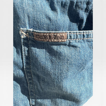 Calvin Klein Jeans Vintage 90s Light Wash Hooded Denim Utility Jacket, Lined, Size L