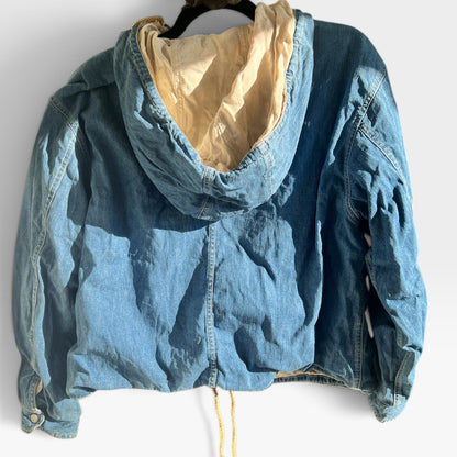Calvin Klein Jeans Vintage 90s Light Wash Hooded Denim Utility Jacket, Lined, Size L