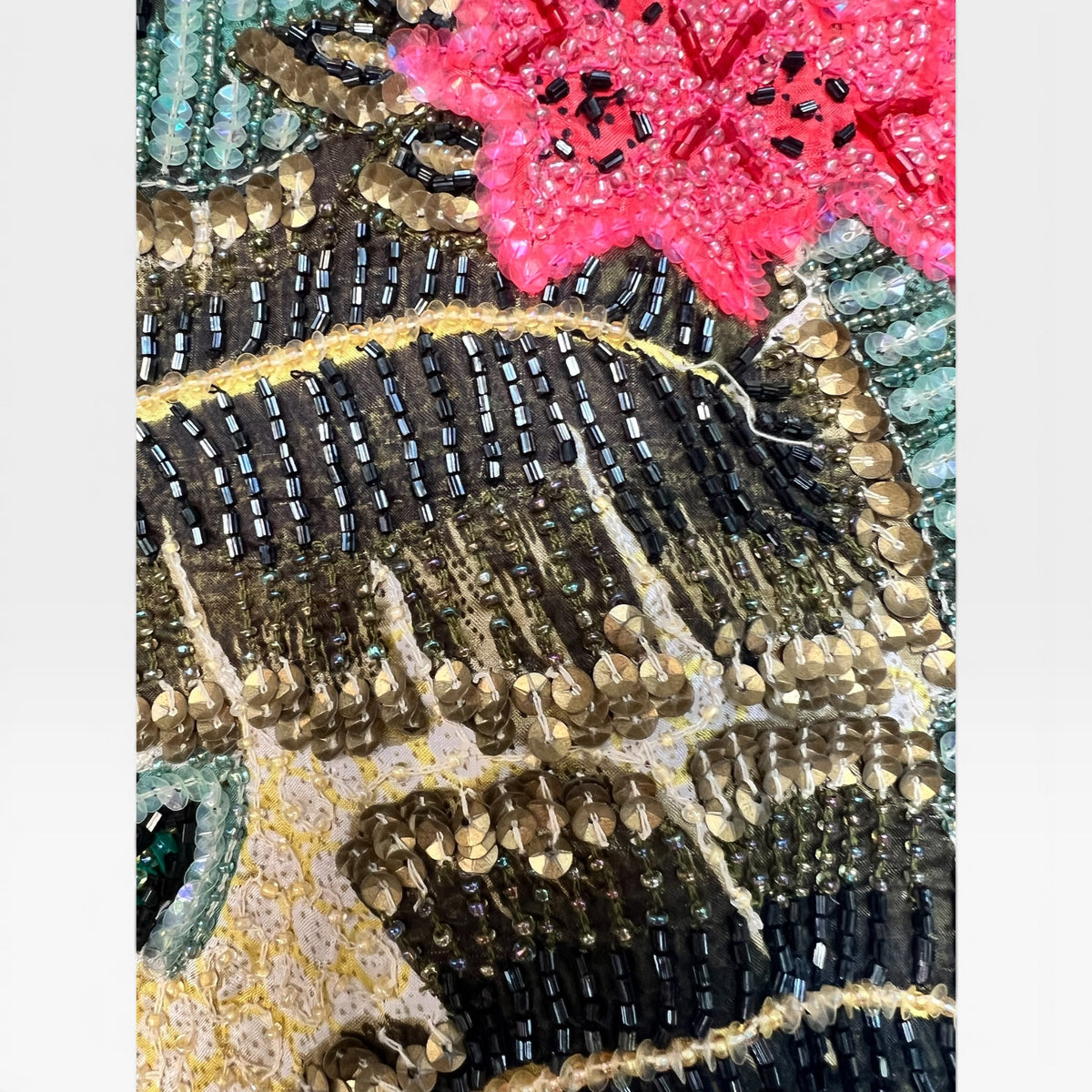 Vintage Christiana Silk Hand-Beaded Tropical Palm Embellished Tote / Shoulder Bag