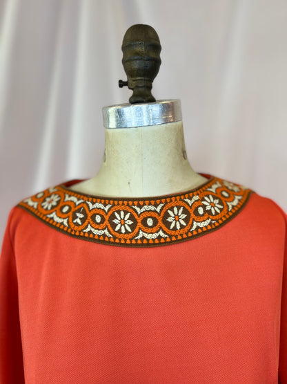 60's Coral-Colored Kaftan Dress