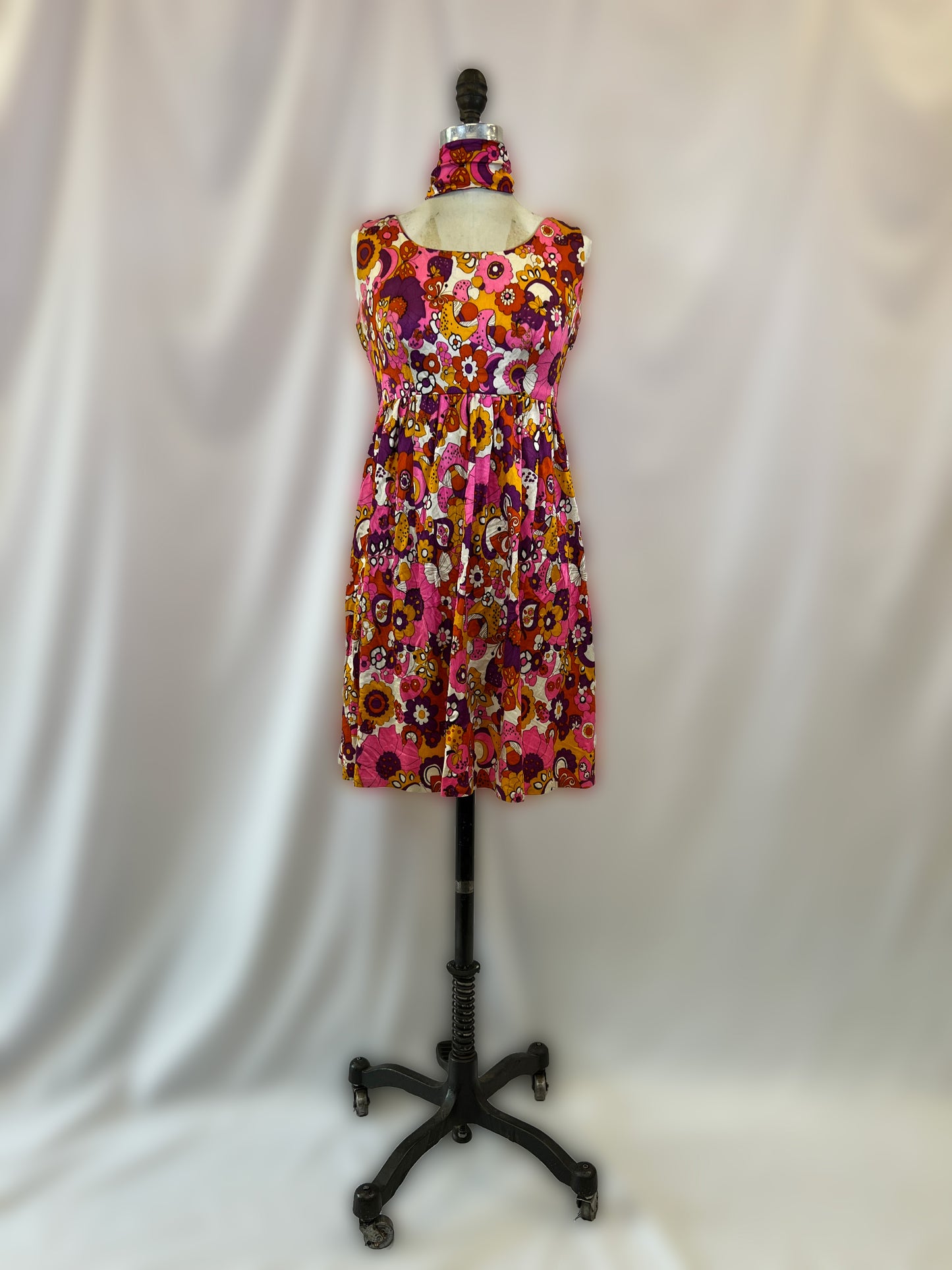 60's Psychedelic-Print Mini Dress