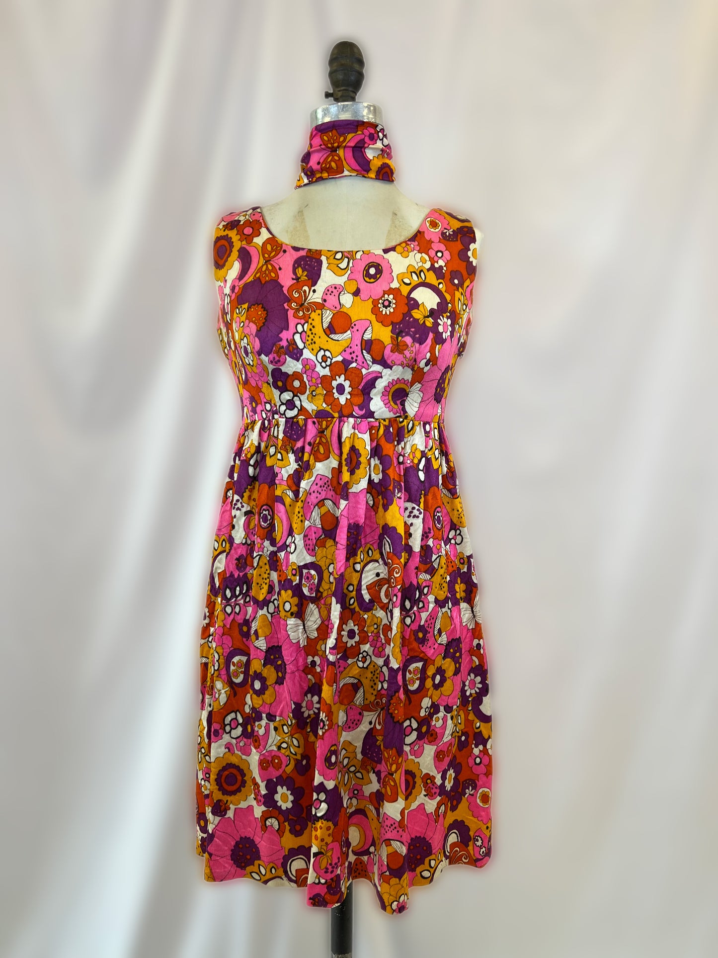 60's Psychedelic-Print Mini Dress