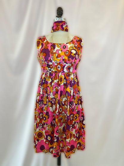 60's Psychedelic-Print Mini Dress