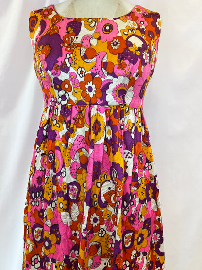 60's Psychedelic-Print Mini Dress