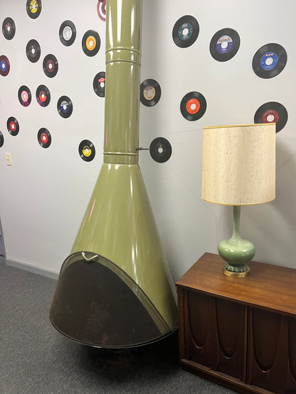 Avocado Green Mid Century Modern Cone Fireplace