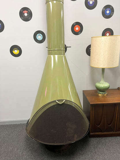 Avocado Green Mid Century Modern Cone Fireplace