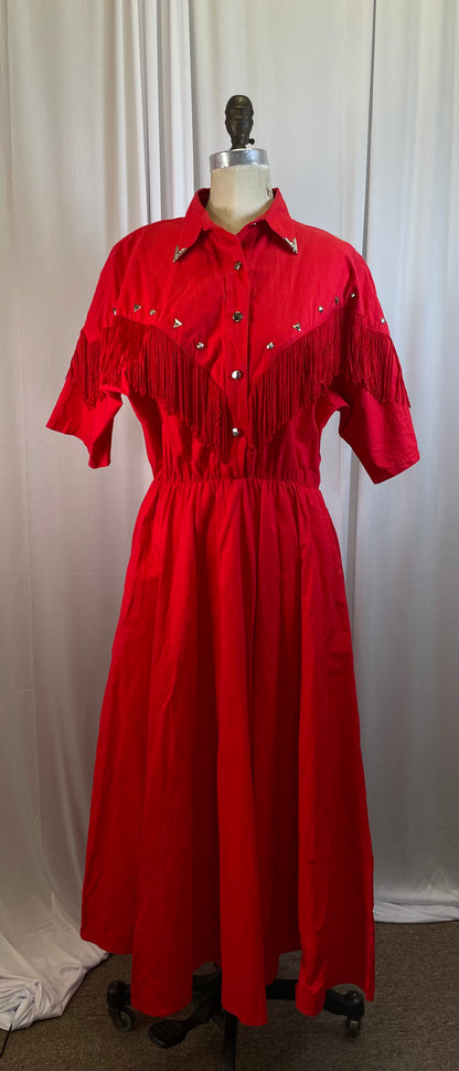 Vintage Red Western Dress