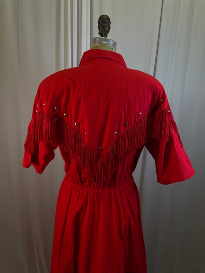 Vintage Red Western Dress