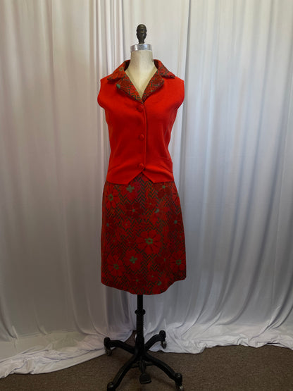 Vintage 2-Piece Wool Vest+Skirt Set