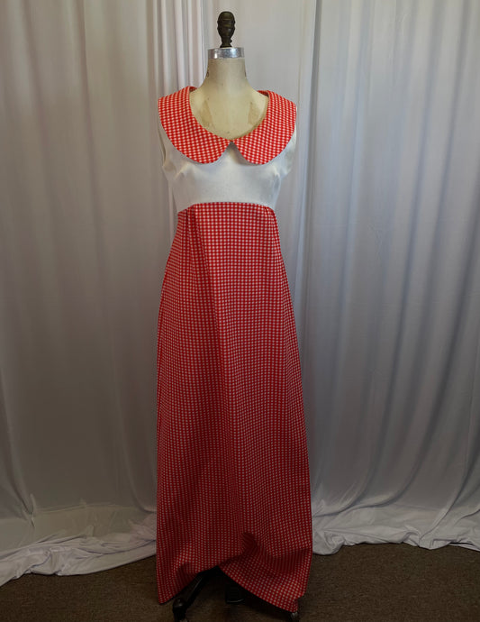 Vintage 60’s/70’s Red Gingham Maxi Dress