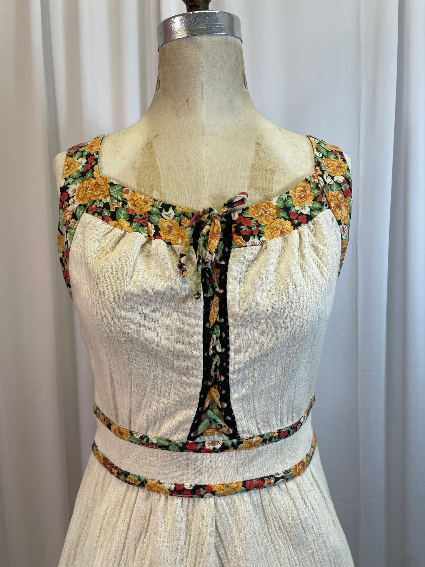 70's Sundress with Floral Trim