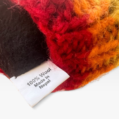 Striped Rainbow Mittens, 100% Wool, Adult-Sized, Made in Nepal