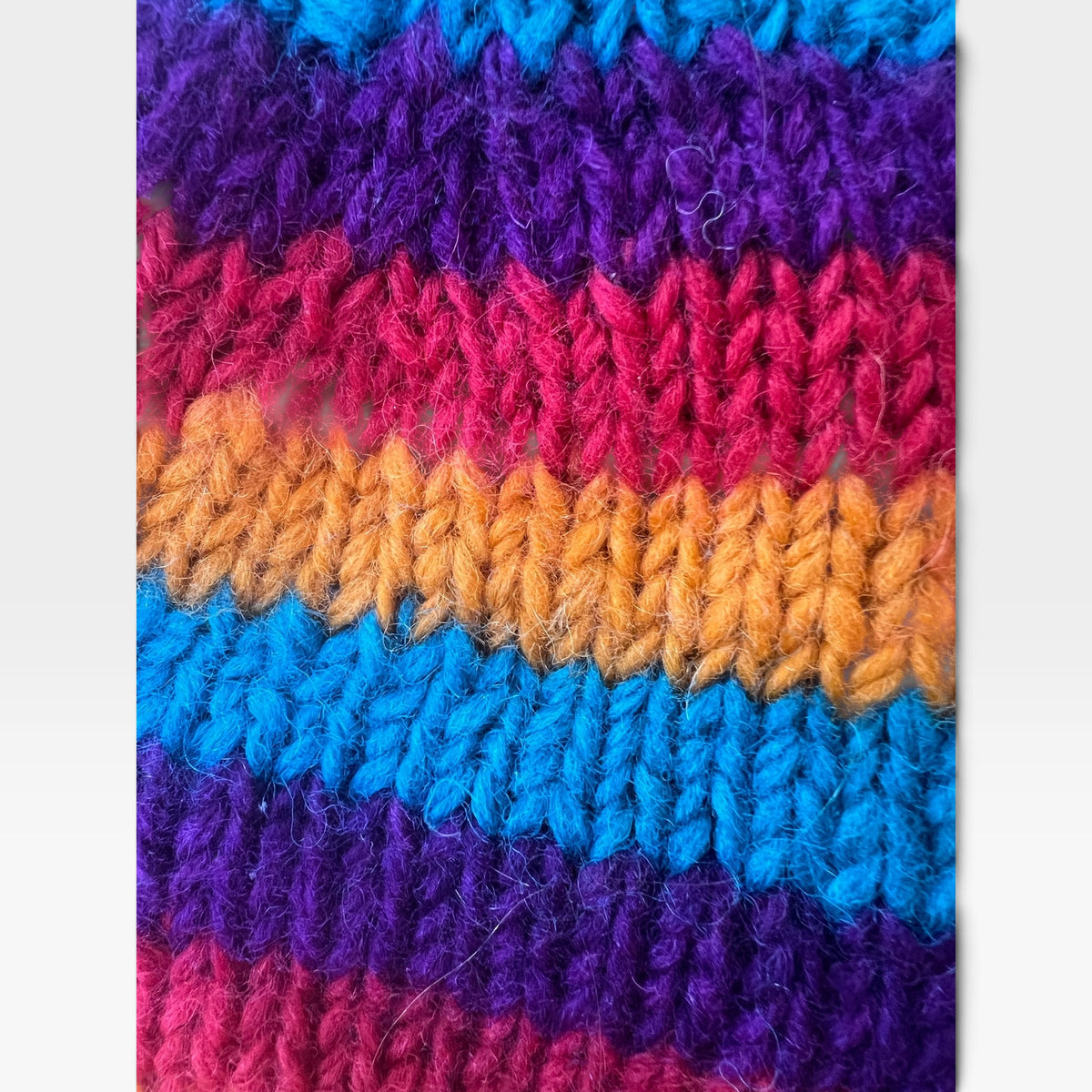 Striped Rainbow Mittens, 100% Wool, Adult-Sized, Made in Nepal