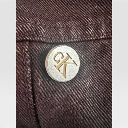 Rare Vintage 90s CK Jeans Black Cropped Military Style Calvin Klein Jean Jacket, M