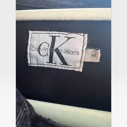 Rare Vintage 90s CK Jeans Black Cropped Military Style Calvin Klein Jean Jacket, M