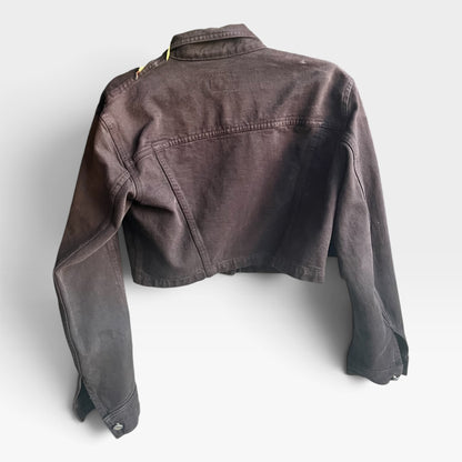 Rare Vintage 90s CK Jeans Black Cropped Military Style Calvin Klein Jean Jacket, M