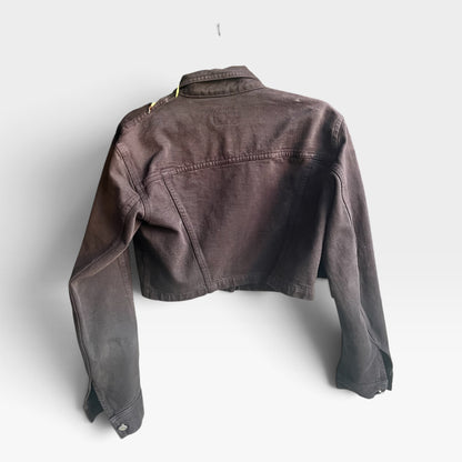 Rare Vintage 90s CK Jeans Black Cropped Military Style Calvin Klein Jean Jacket, M
