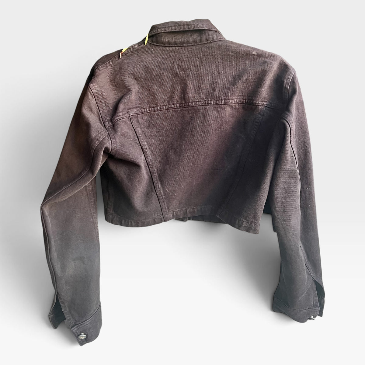 Rare Vintage 90s CK Jeans Black Cropped Military Style Calvin Klein Jean Jacket, M