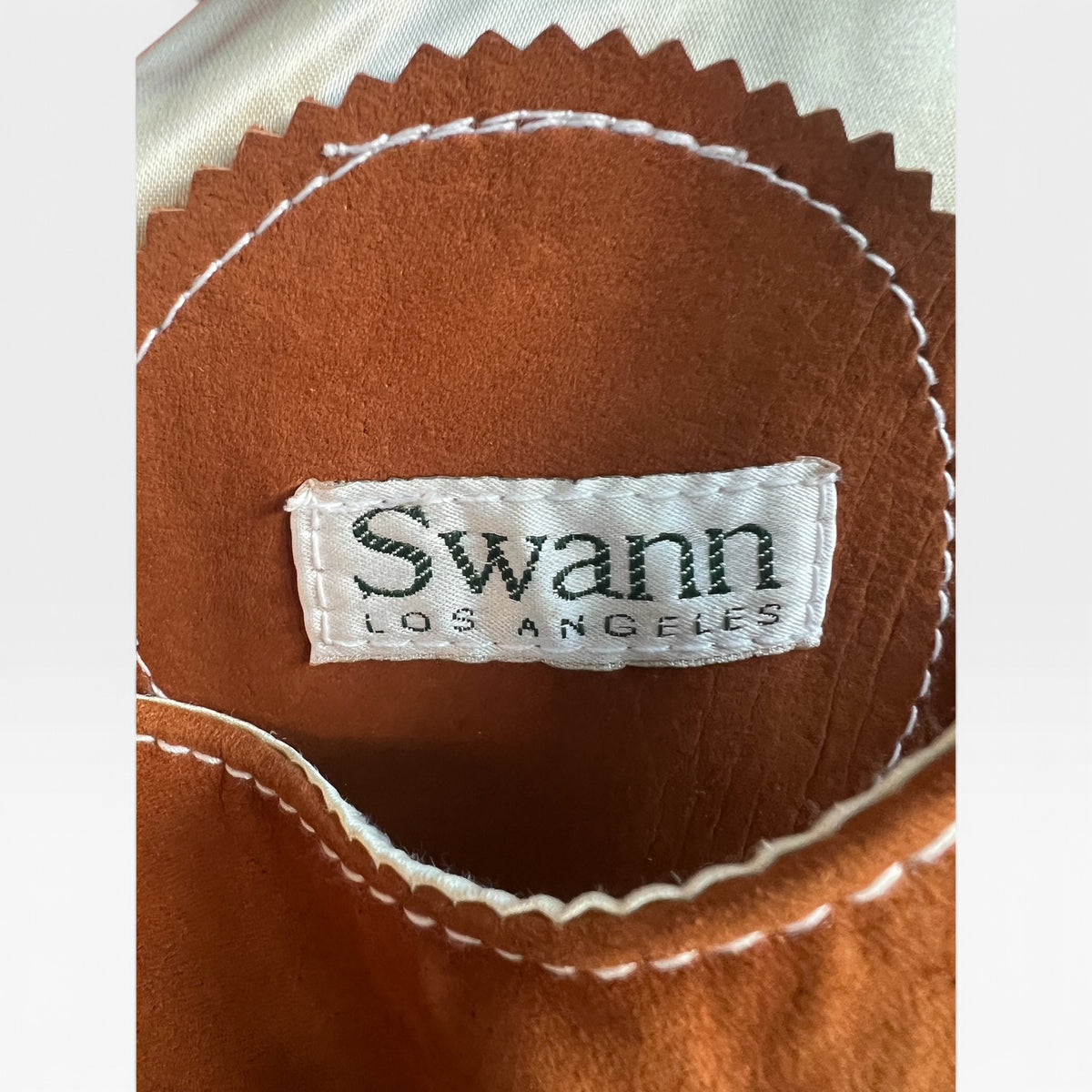 Vintage 90s Swann Los Angeles Genuine Suede Contrast Stitch Crop Top Tank, S