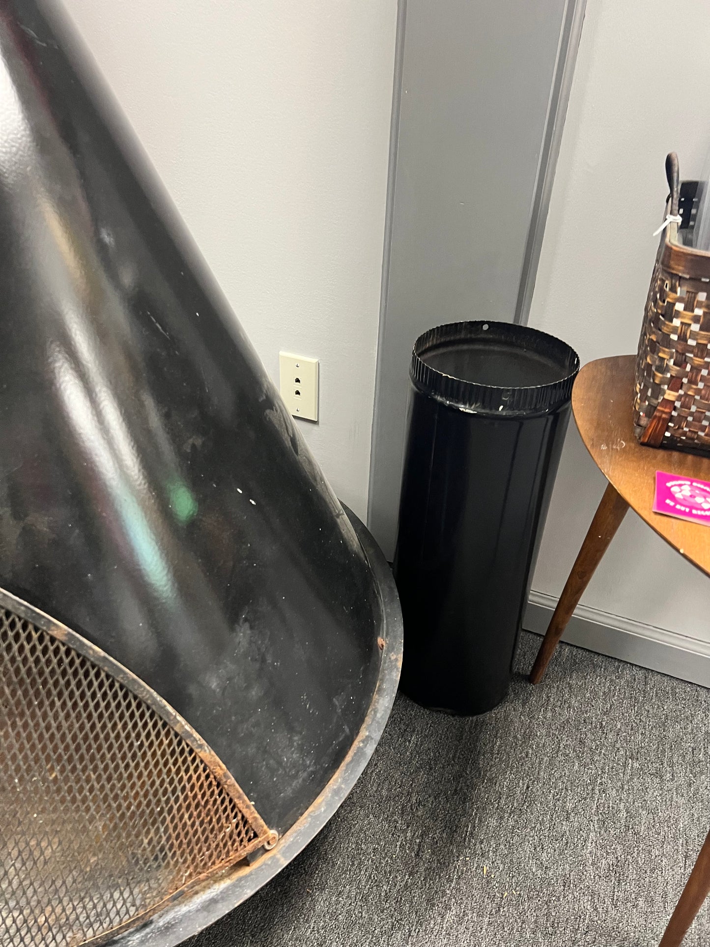 Black Mid Century Modern Cone Fireplace