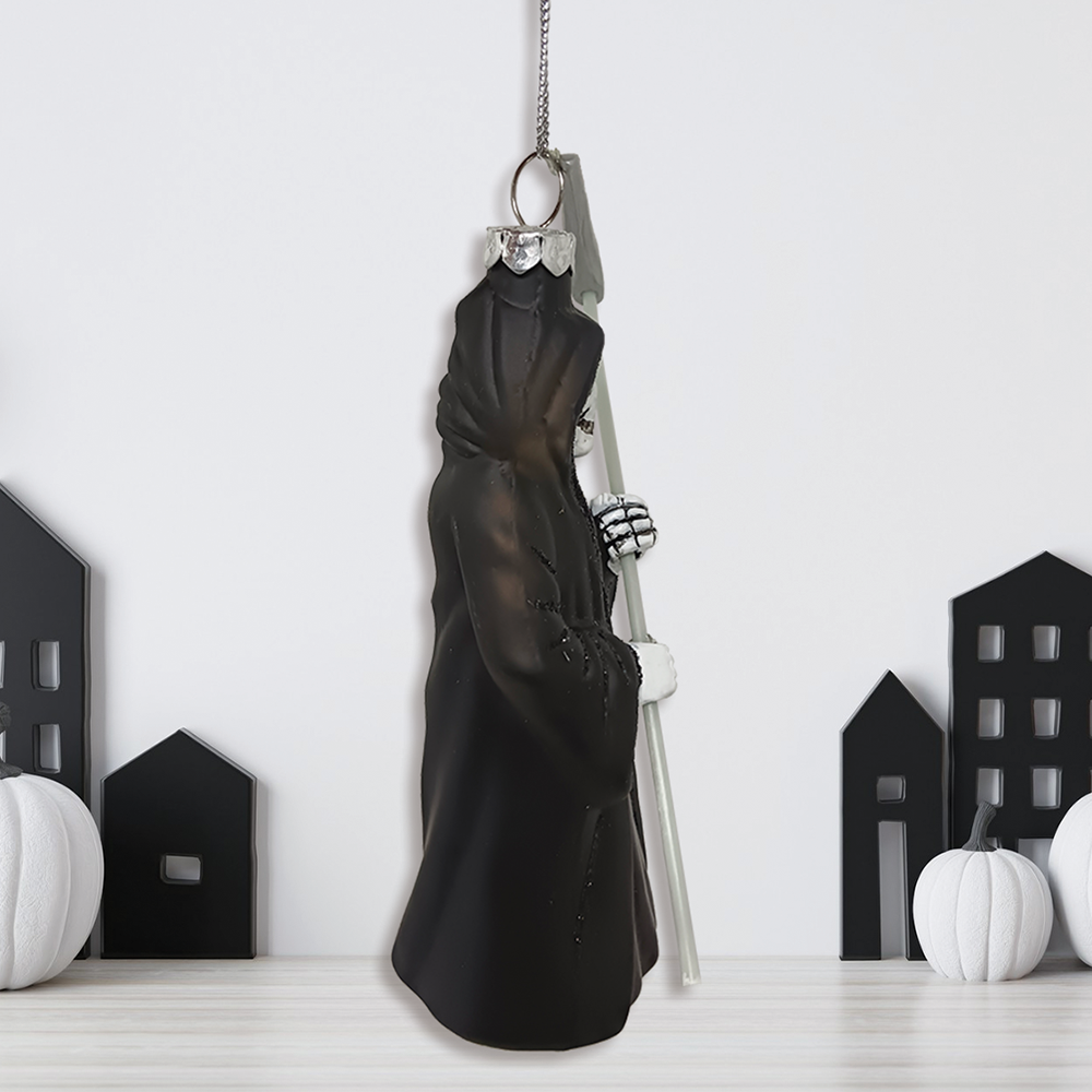 Grim Reaper Horror Glass Ornament, Spooky Halloween