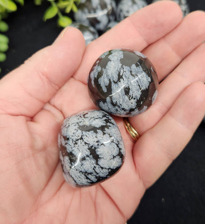 Snowflake Obsidian Tumbled Stone for Persistence in Difficult Times (+ Dirty Witch pouch!)