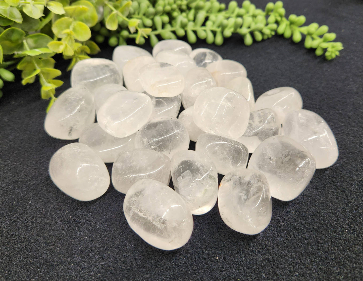 Clear Quartz Tumbled Stones for Clarity/Energy Healing (+ Dirty Witch pouch)