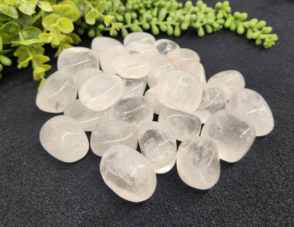 Clear Quartz Tumbled Stones for Clarity/Energy Healing (+ Dirty Witch pouch)