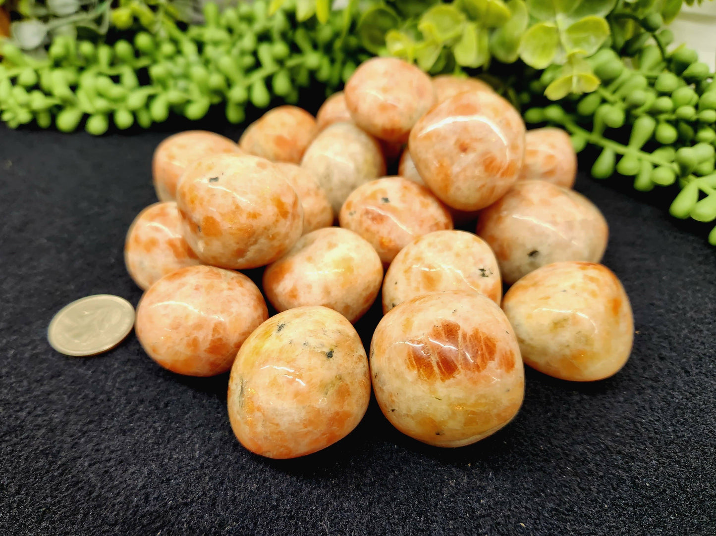 Sunstone Tumbled Stones for Joy/Leadership (+ Dirty Witch pouch)